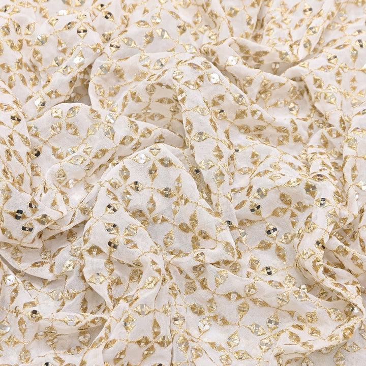 Dyable Georgette Zari & Sequins Embroidery Fabric | 0B3562