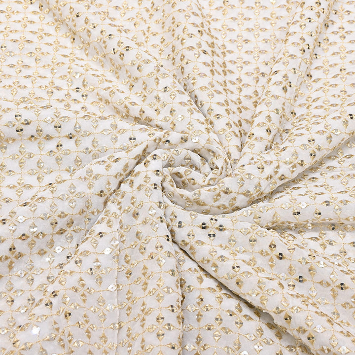 Dyable Georgette Zari & Sequins Embroidery Fabric | 0B3562
