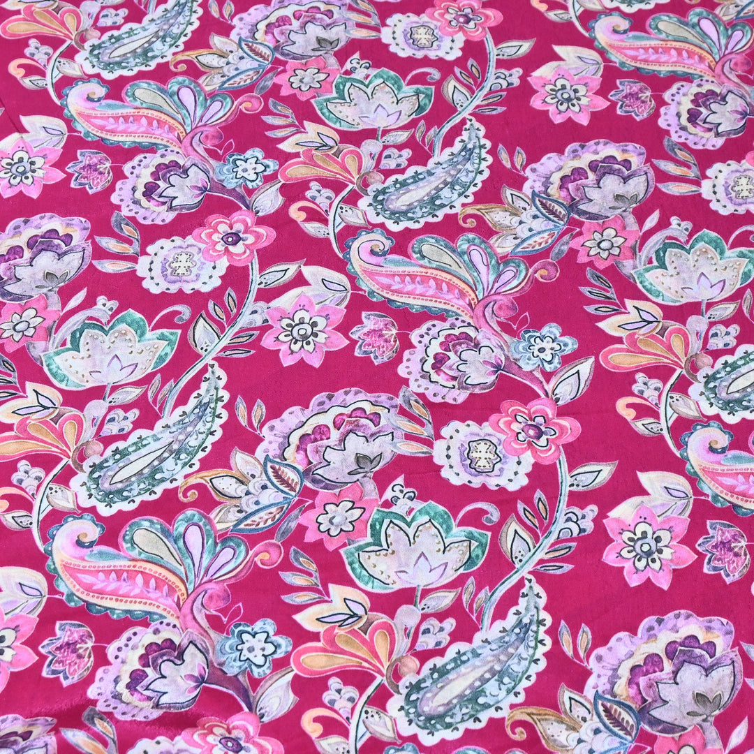 Premium Bemberg Crepe Digital Print Fabric | Soft Flowing Designer Printed Fabric | BAM275-7