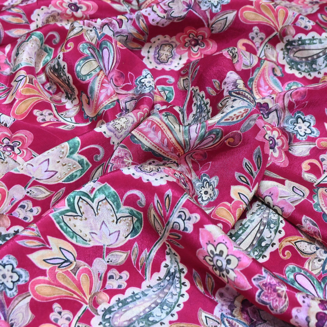 Premium Bemberg Crepe Digital Print Fabric | Soft Flowing Designer Printed Fabric | BAM275-7