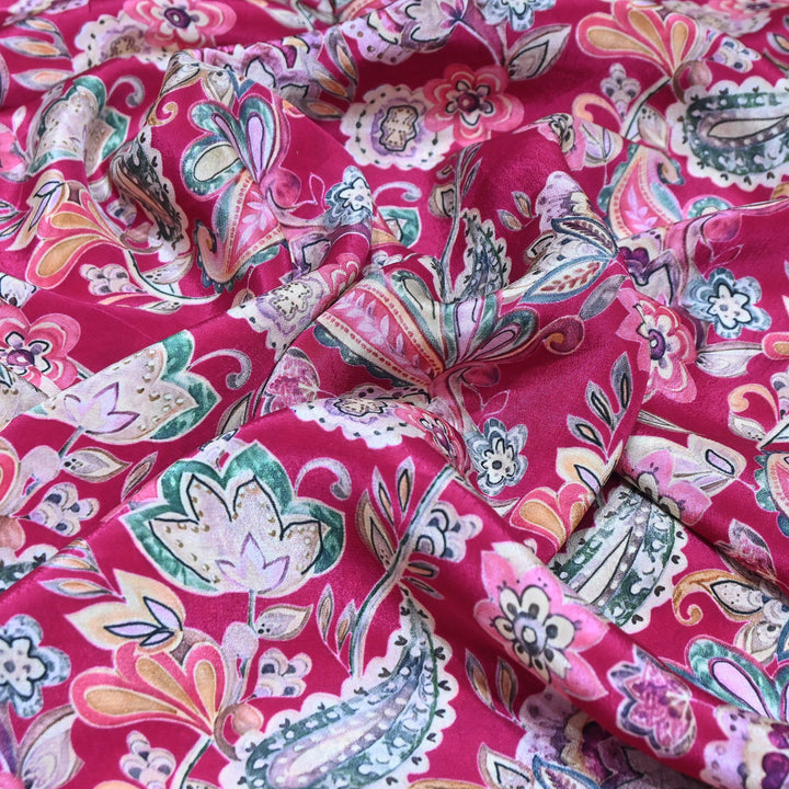 Premium Bemberg Crepe Digital Print Fabric | Soft Flowing Designer Printed Fabric | BAM275-7