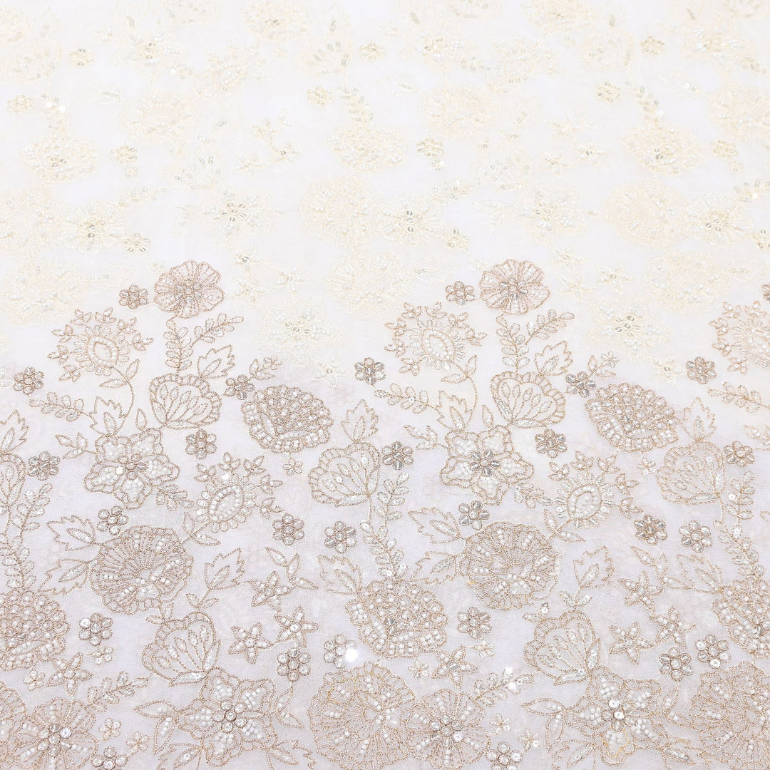 Viscose Georgette Moti & Sequins Embroidery Fabric | B89379