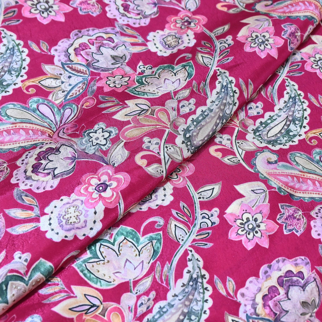 Premium Bemberg Crepe Digital Print Fabric | Soft Flowing Designer Printed Fabric | BAM275-7