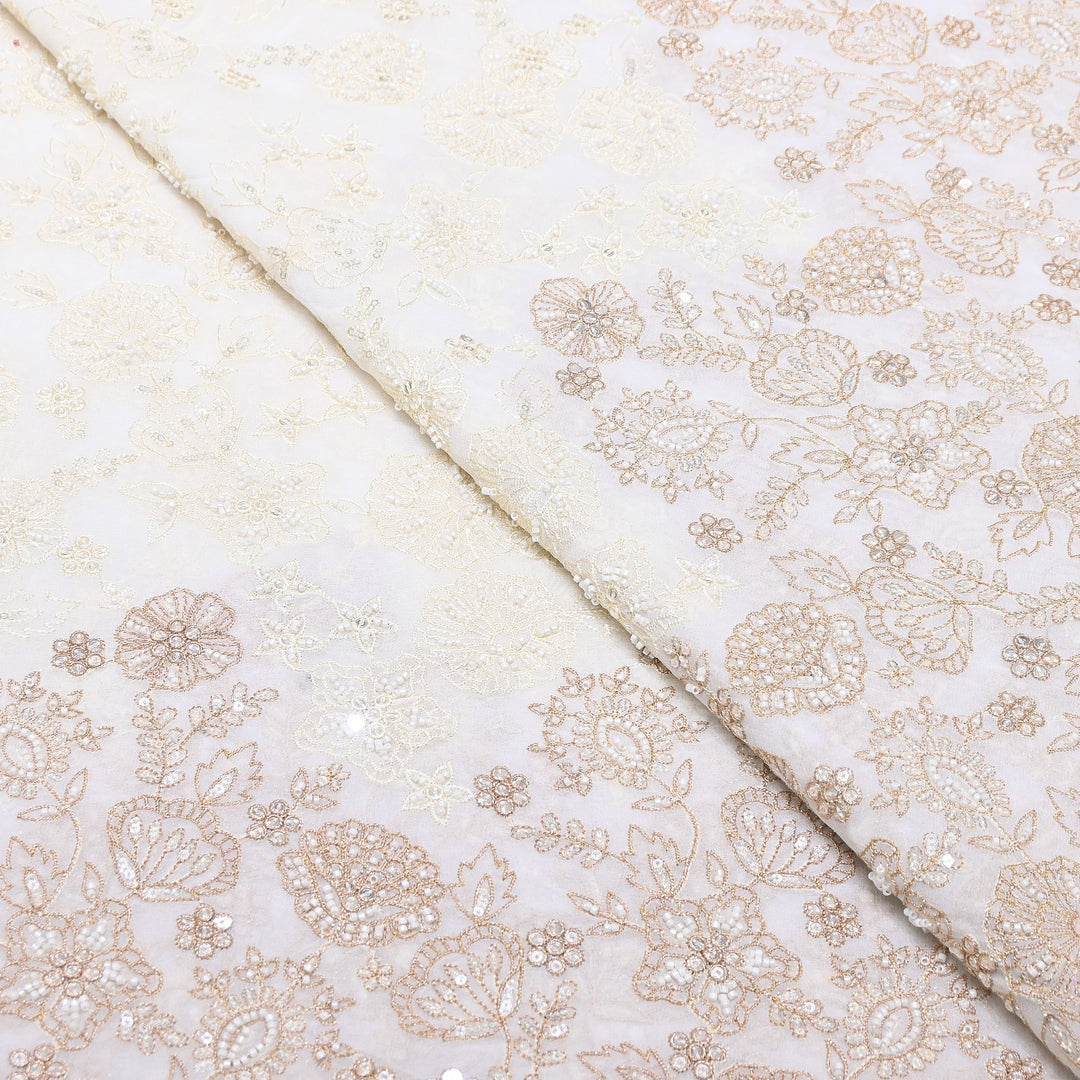 Viscose Georgette Moti & Sequins Embroidery Fabric | B89379