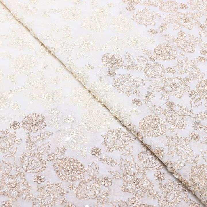 Viscose Georgette Moti & Sequins Embroidery Fabric | B89379