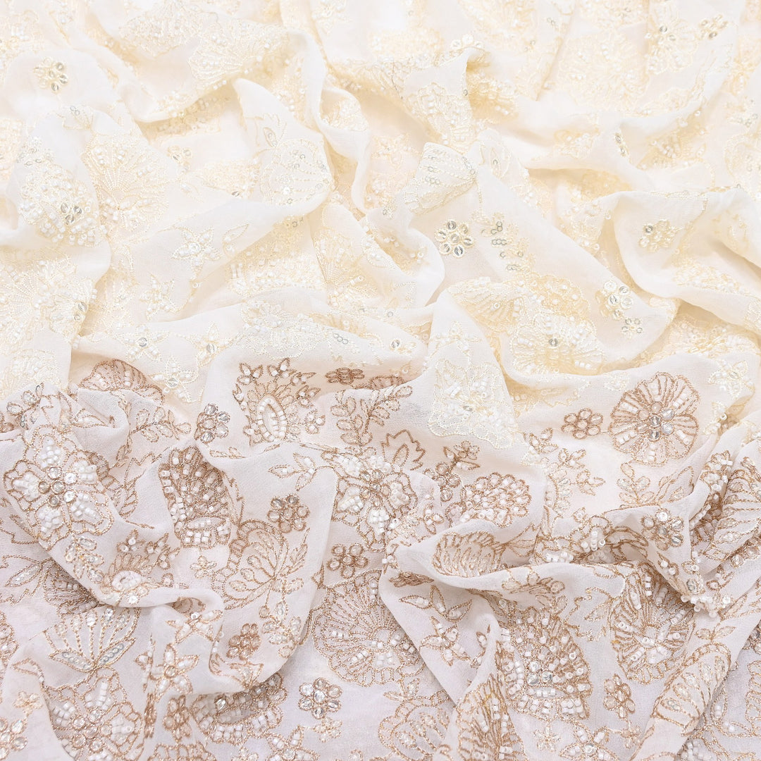 Viscose Georgette Moti & Sequins Embroidery Fabric | B89379