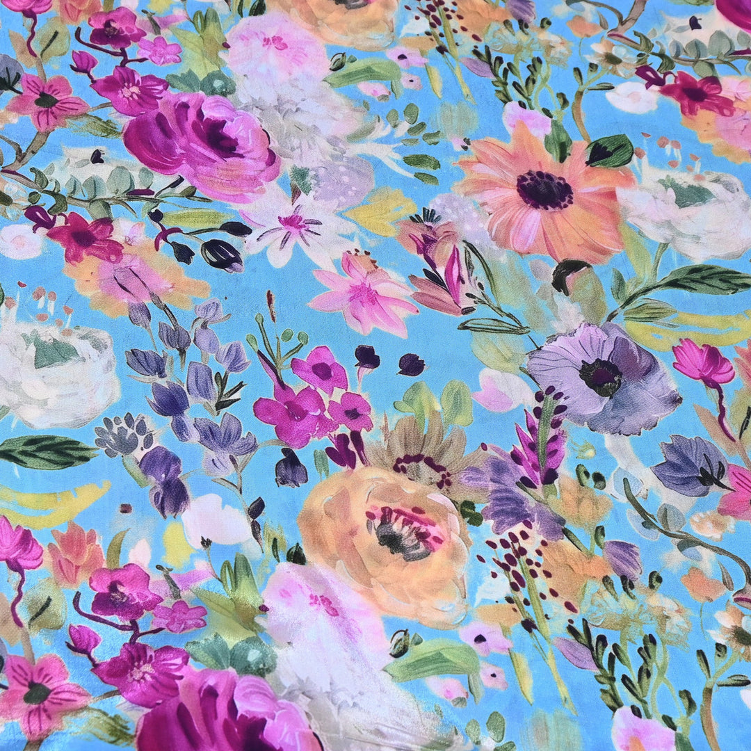 Premium Bemberg Crepe Digital Print Fabric | Soft Flowing Designer Printed Fabric | BAM275-3