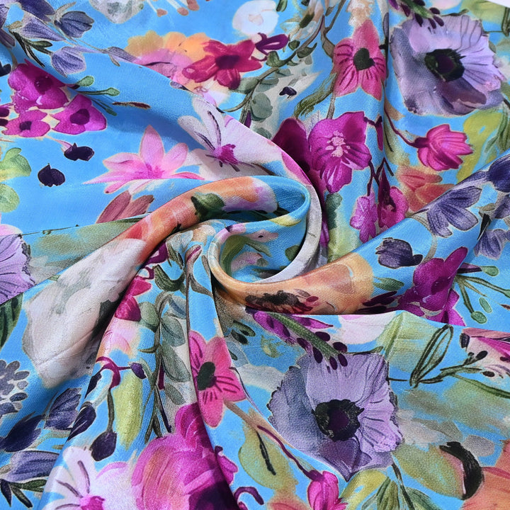 Premium Bemberg Crepe Digital Print Fabric | Soft Flowing Designer Printed Fabric | BAM275-3