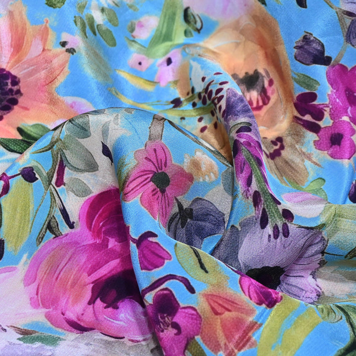 Premium Bemberg Crepe Digital Print Fabric | Soft Flowing Designer Printed Fabric | BAM275-3