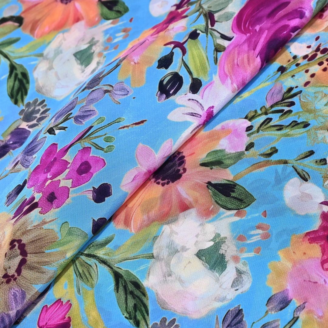 Premium Bemberg Crepe Digital Print Fabric | Soft Flowing Designer Printed Fabric | BAM275-3