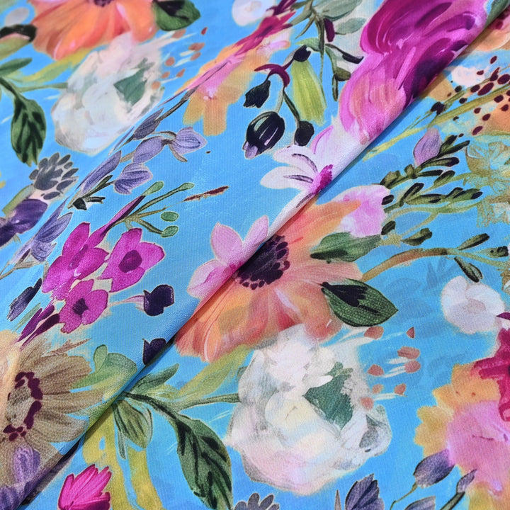 Premium Bemberg Crepe Digital Print Fabric | Soft Flowing Designer Printed Fabric | BAM275-3