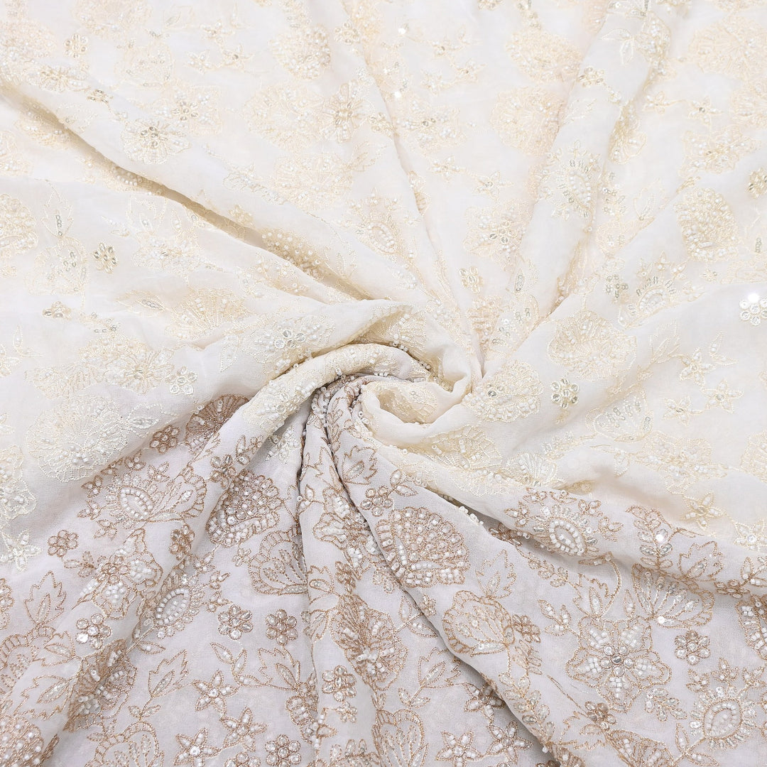 Viscose Georgette Moti & Sequins Embroidery Fabric | B89379