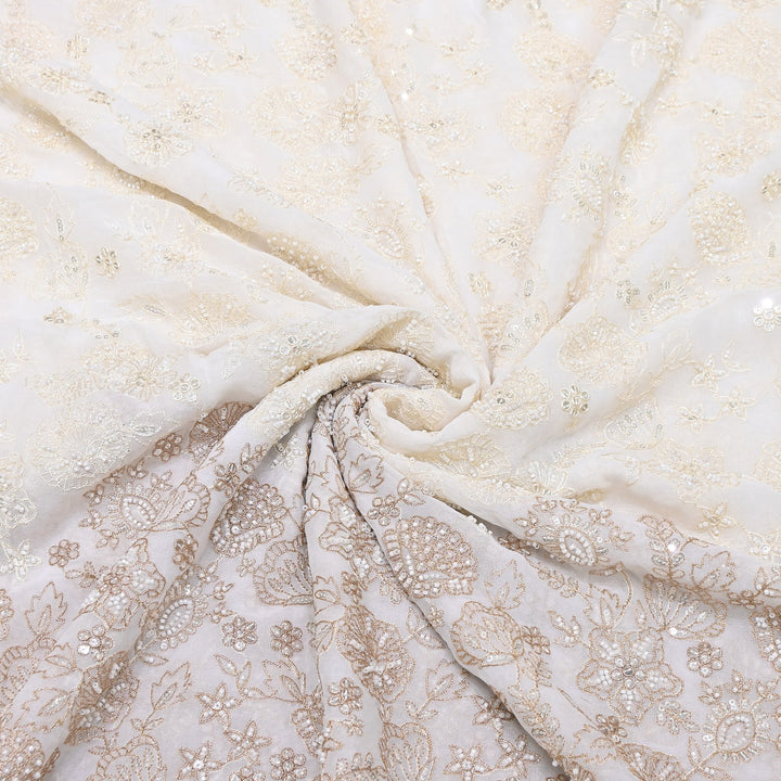 Viscose Georgette Moti & Sequins Embroidery Fabric | B89379