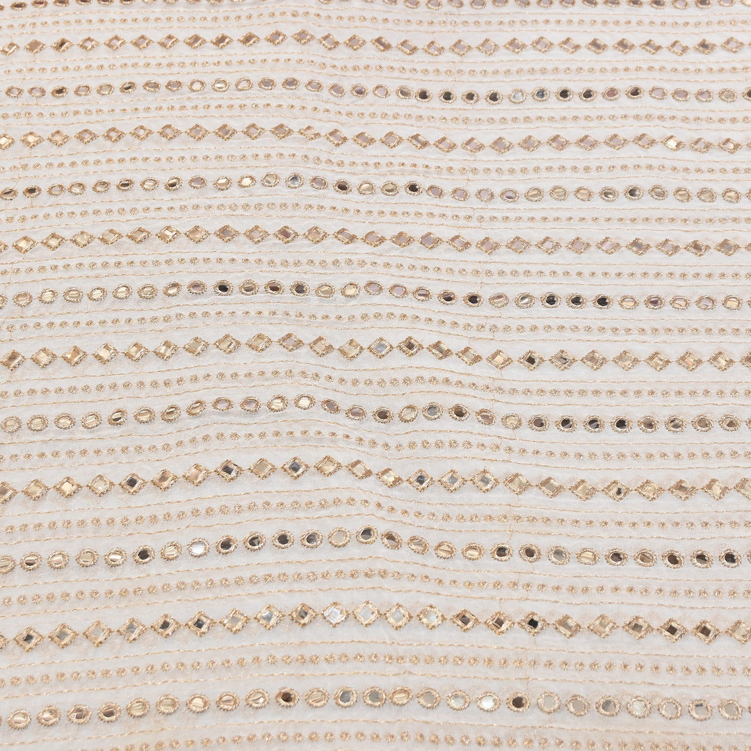 Dyable Georgette Zari & Mirror Embroidery Fabric | 0B4690