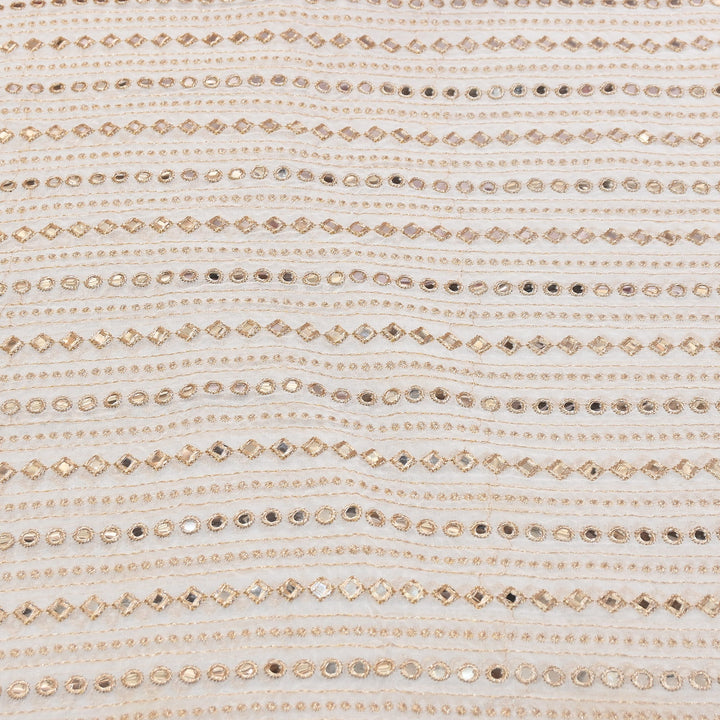 Dyable Georgette Zari & Mirror Embroidery Fabric | 0B4690