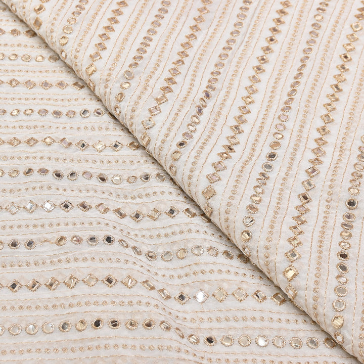 Dyable Georgette Zari & Mirror Embroidery Fabric | 0B4690