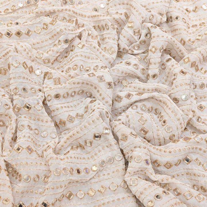 Dyable Georgette Zari & Mirror Embroidery Fabric | 0B4690