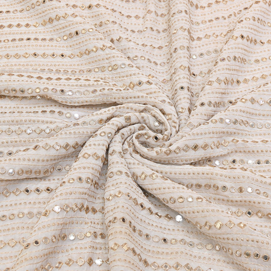 Dyable Georgette Zari & Mirror Embroidery Fabric | 0B4690