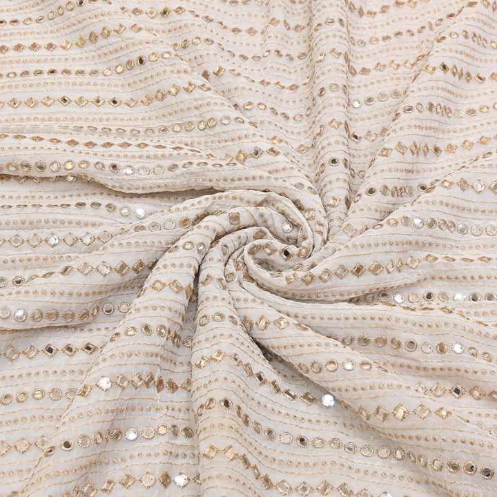 Dyable Georgette Zari & Mirror Embroidery Fabric | 0B4690