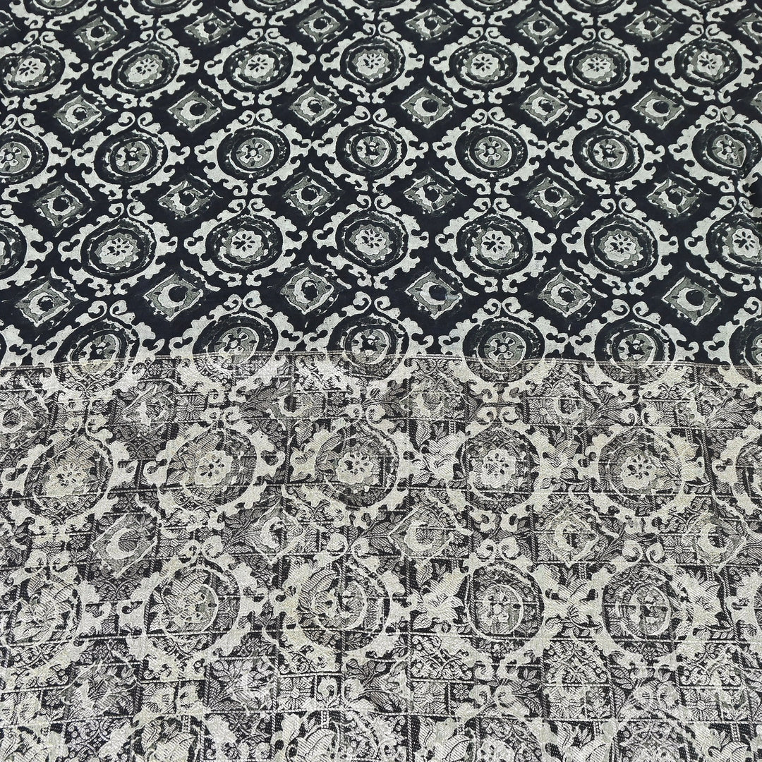 Viscose Crepe Digital Print & Zari Jacquard Design Fabric – Designer Fusion Fabric- MTF375-1