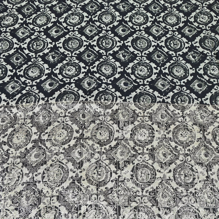 Viscose Crepe Digital Print & Zari Jacquard Design Fabric – Designer Fusion Fabric- MTF375-1