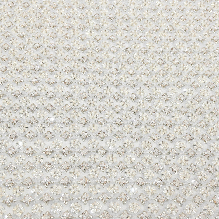 Premium Dyable Georgette Moti & Sequins Embroidery Fabric | A03570