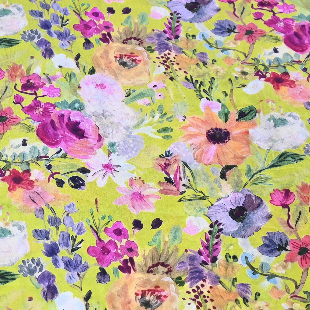 Premium Bemberg Crepe Digital Print Fabric | Soft Flowing Designer Printed Fabric | BAM275-1