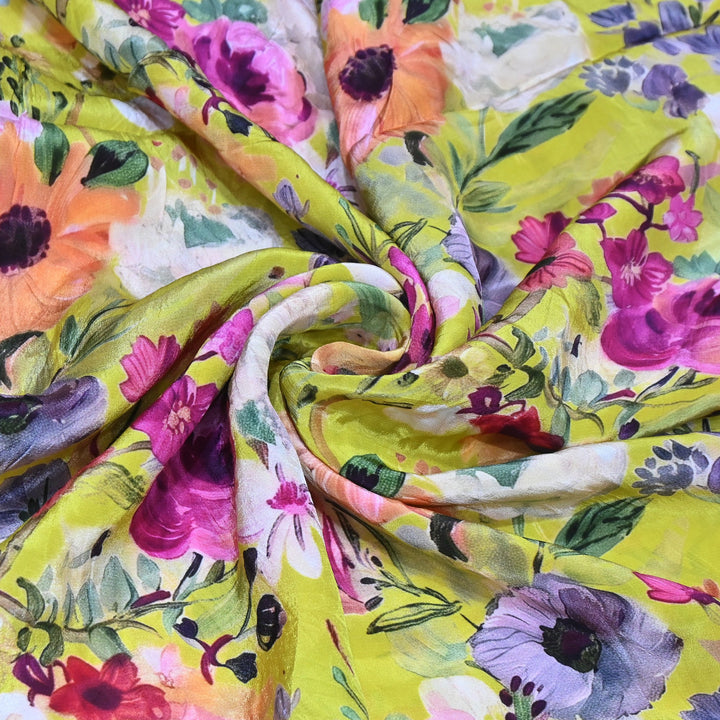Premium Bemberg Crepe Digital Print Fabric | Soft Flowing Designer Printed Fabric | BAM275-1