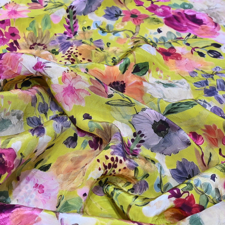 Premium Bemberg Crepe Digital Print Fabric | Soft Flowing Designer Printed Fabric | BAM275-1