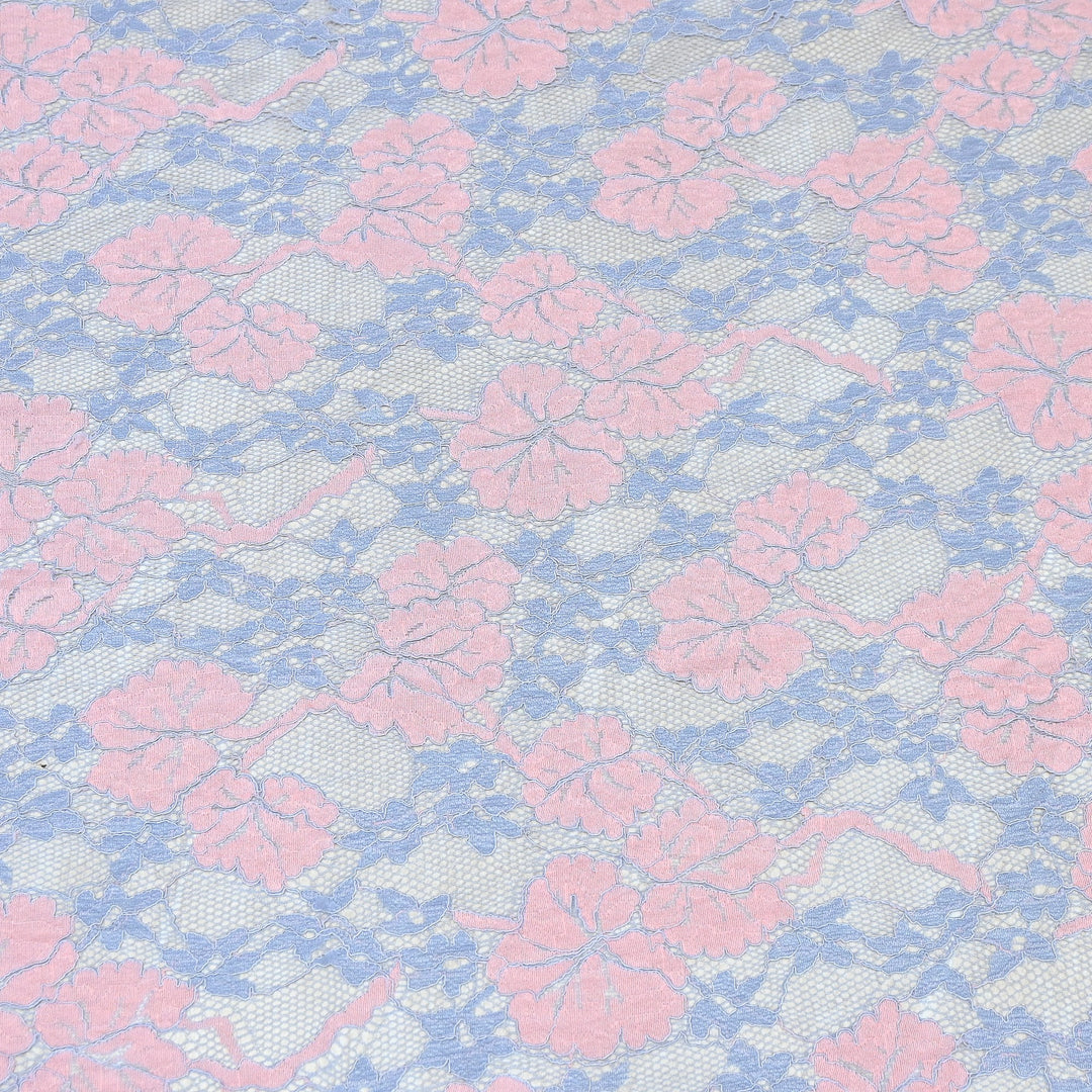 Cotton Lace Embroidery Fabric | Elegant Floral Embroidered Lace Ethnic Fabric-AT10926B-A