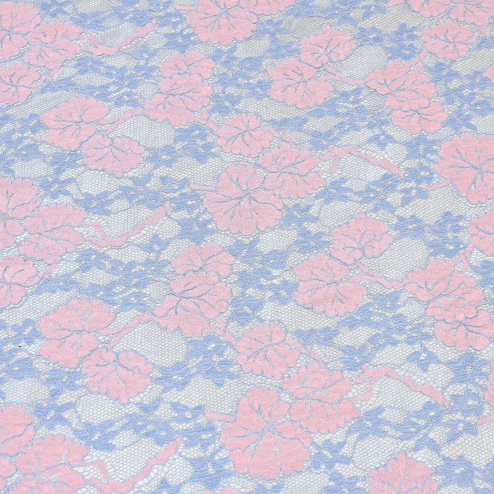 Cotton Lace Embroidery Fabric | Elegant Floral Embroidered Lace Ethnic Fabric-AT10926B-A