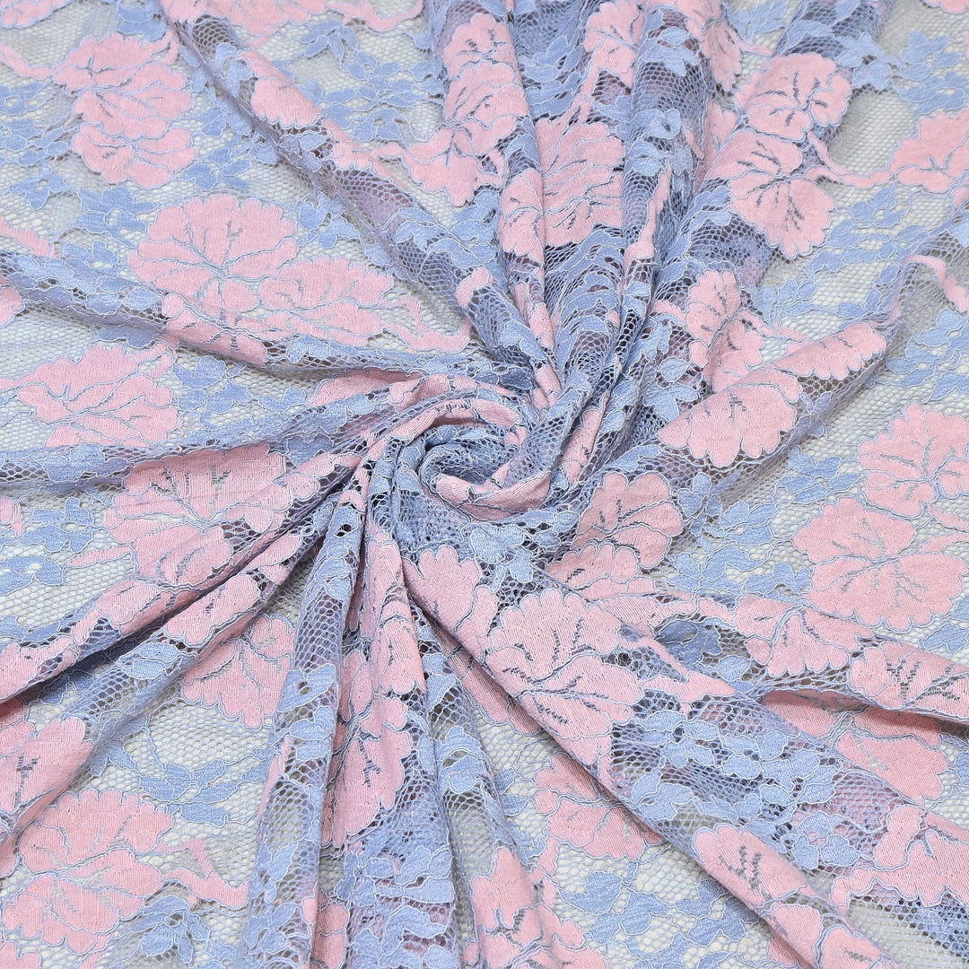 Cotton Lace Embroidery Fabric | Elegant Floral Embroidered Lace Ethnic Fabric-AT10926B-A