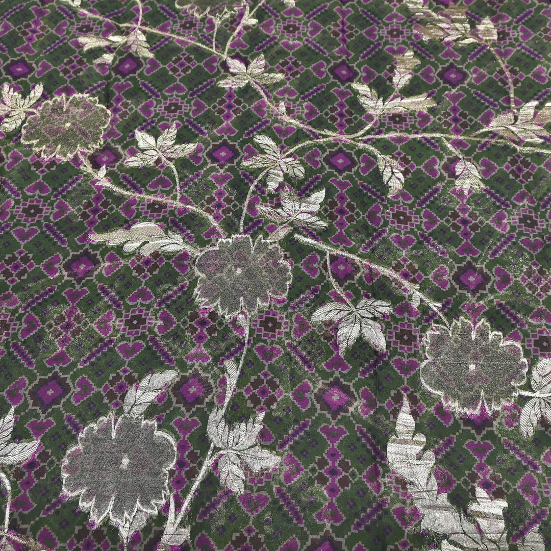 Viscose Organza Digital Print & Zari Jacquard Design Fabric – Designer Fusion Fabric- MTF385-1