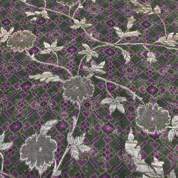 Viscose Organza Digital Print & Zari Jacquard Design Fabric – Designer Fusion Fabric- MTF385-1