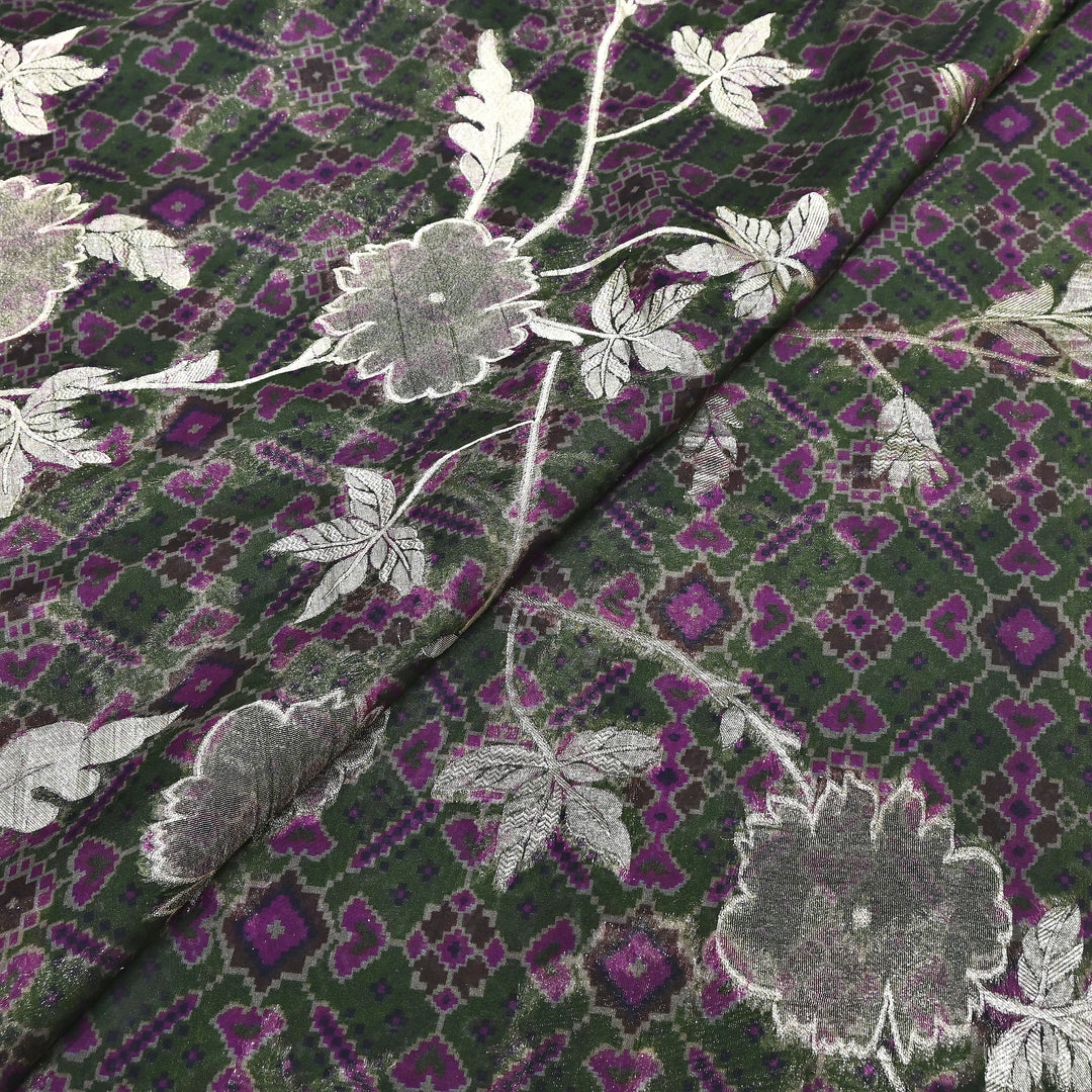 Viscose Organza Digital Print & Zari Jacquard Design Fabric – Designer Fusion Fabric- MTF385-1