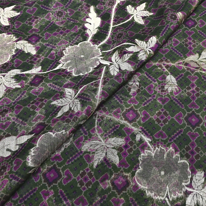 Viscose Organza Digital Print & Zari Jacquard Design Fabric – Designer Fusion Fabric- MTF385-1