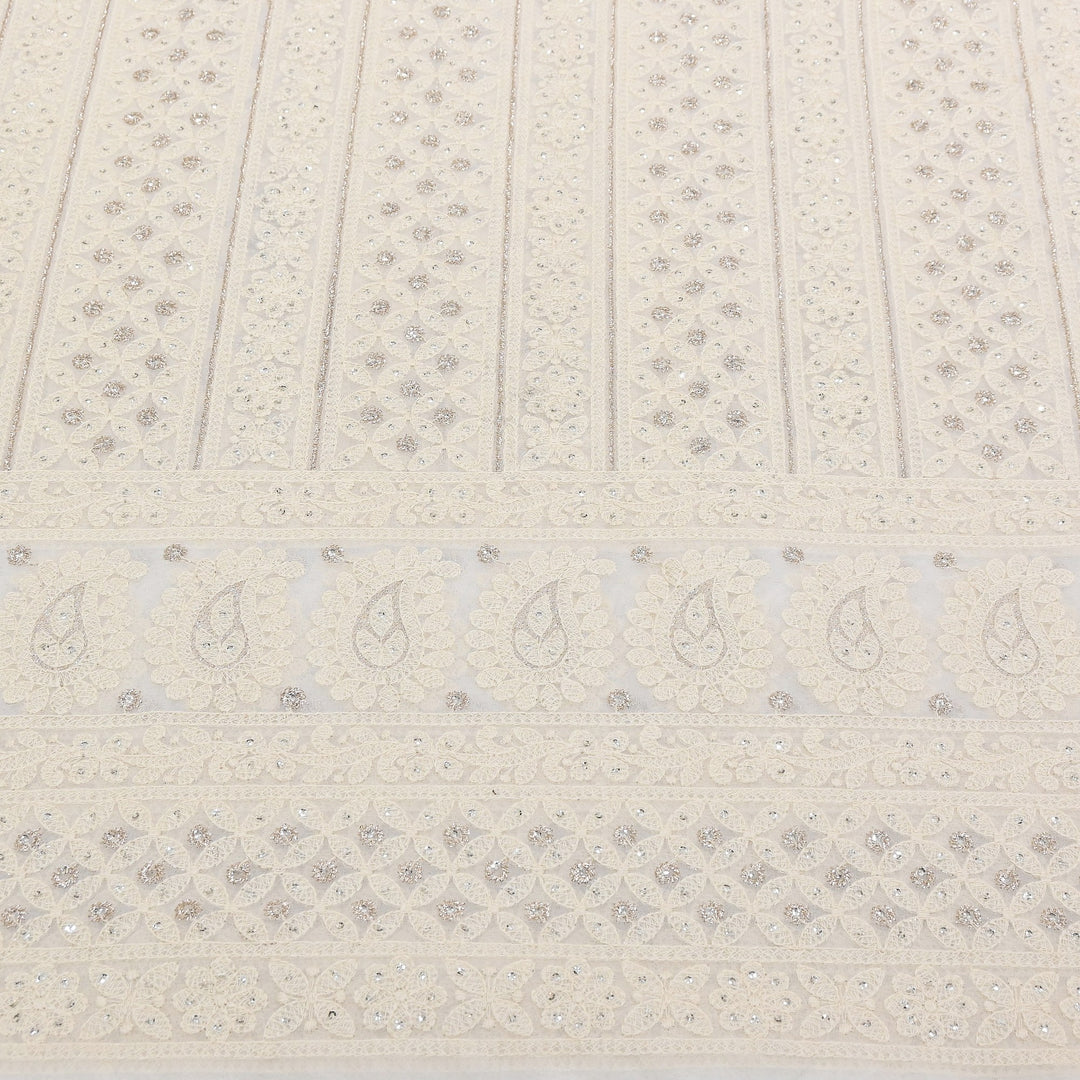 Dyable Georgette Zari & Sequins Embroidery Fabric 54" | SC0R244