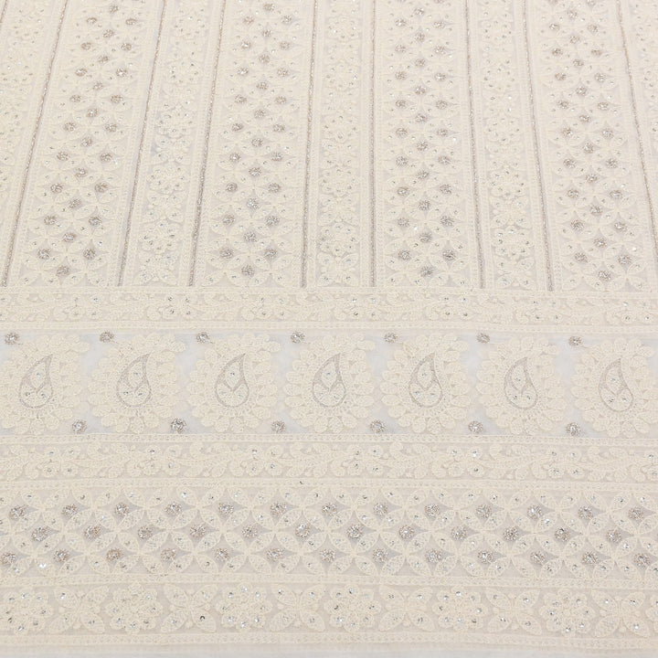 Dyable Georgette Zari & Sequins Embroidery Fabric 54" | SC0R244