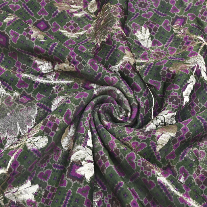 Viscose Organza Digital Print & Zari Jacquard Design Fabric – Designer Fusion Fabric- MTF385-1