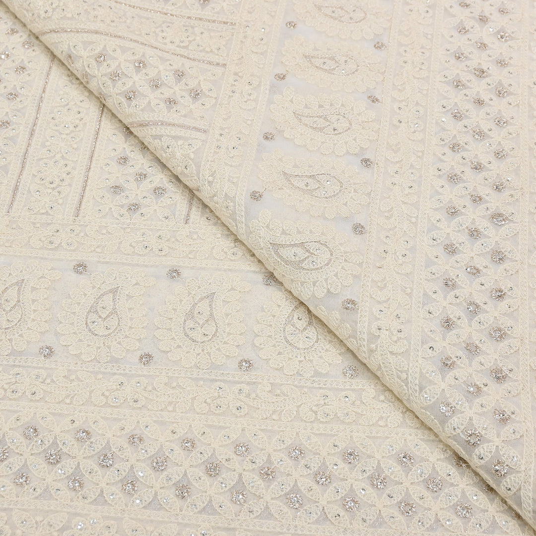 Dyable Georgette Zari & Sequins Embroidery Fabric 54" | SC0R244