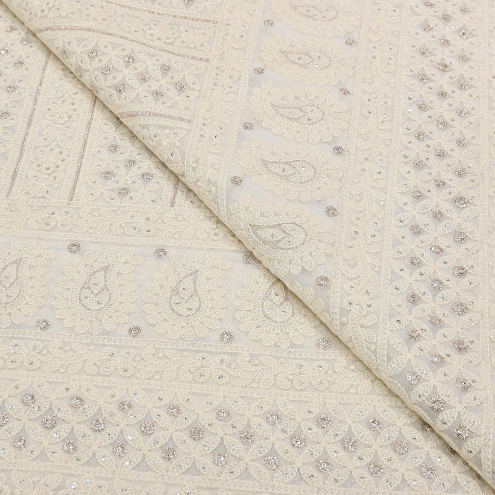 Dyable Georgette Zari & Sequins Embroidery Fabric 54" | SC0R244