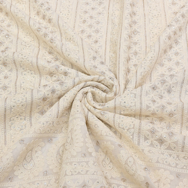 Dyable Georgette Zari & Sequins Embroidery Fabric 54" | SC0R244