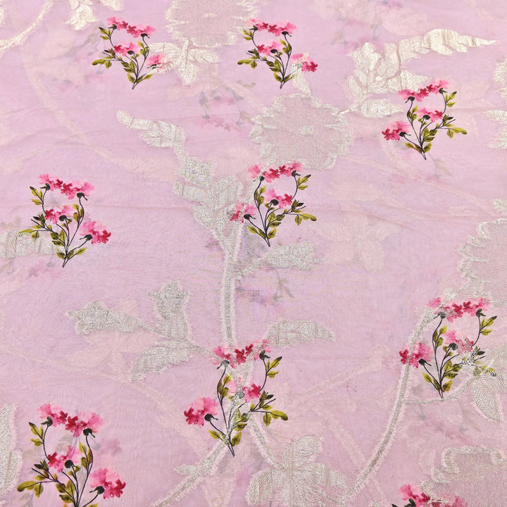 Viscose Organza Digital Print & Zari Jacquard Design Fabric – Designer Fusion Fabric- MTF385-3