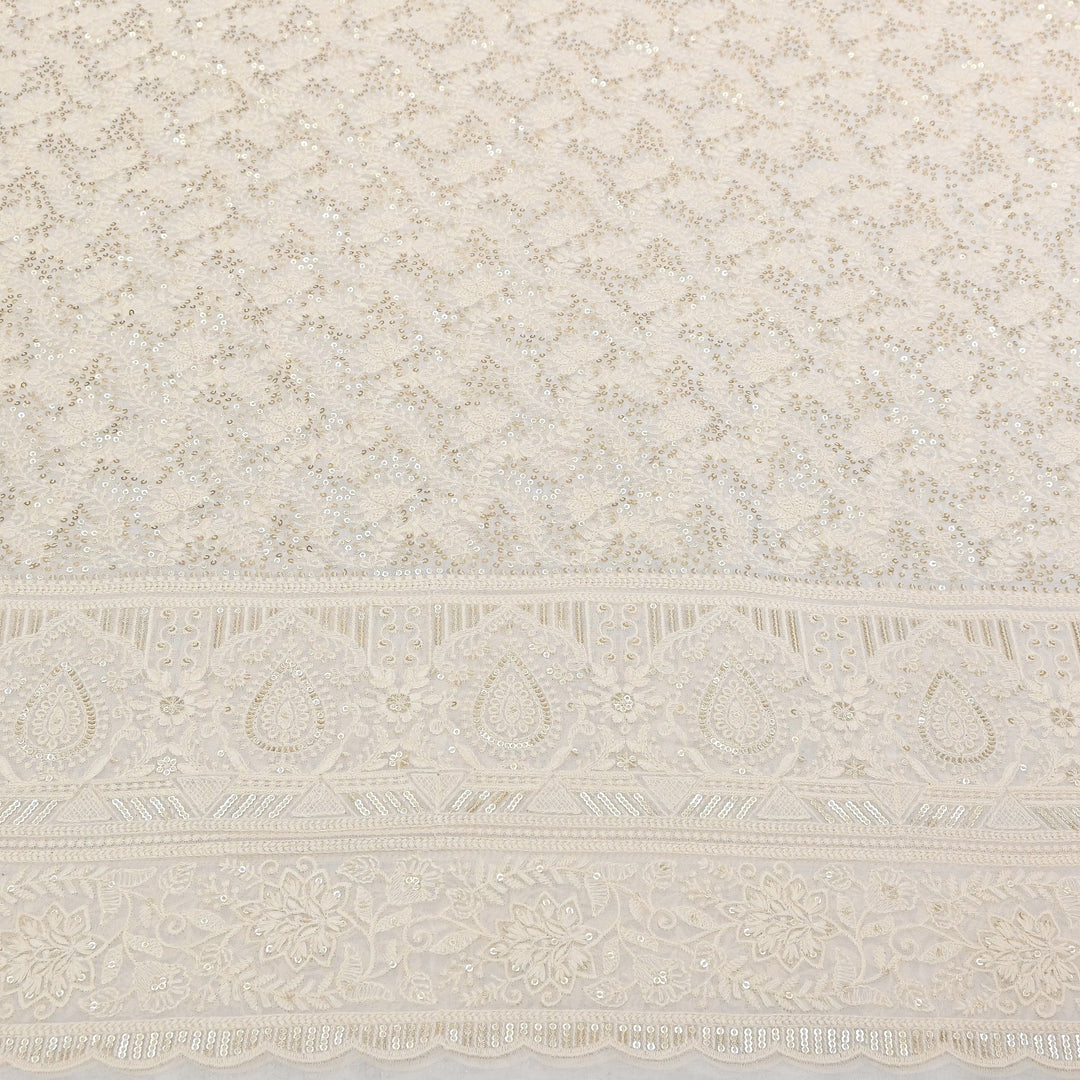 Dyable Georgette Sequins Embroidery Fabric 54" | SC0R309