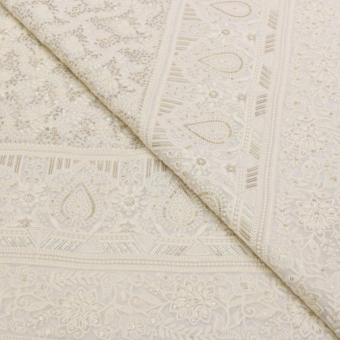 Dyable Georgette Sequins Embroidery Fabric 54" | SC0R309