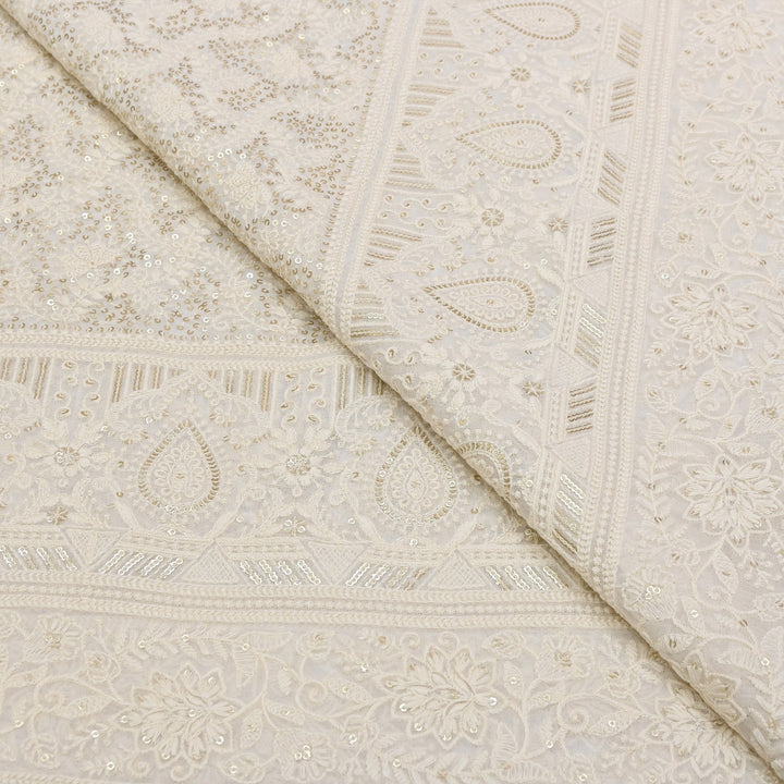 Dyable Georgette Sequins Embroidery Fabric 54" | SC0R309