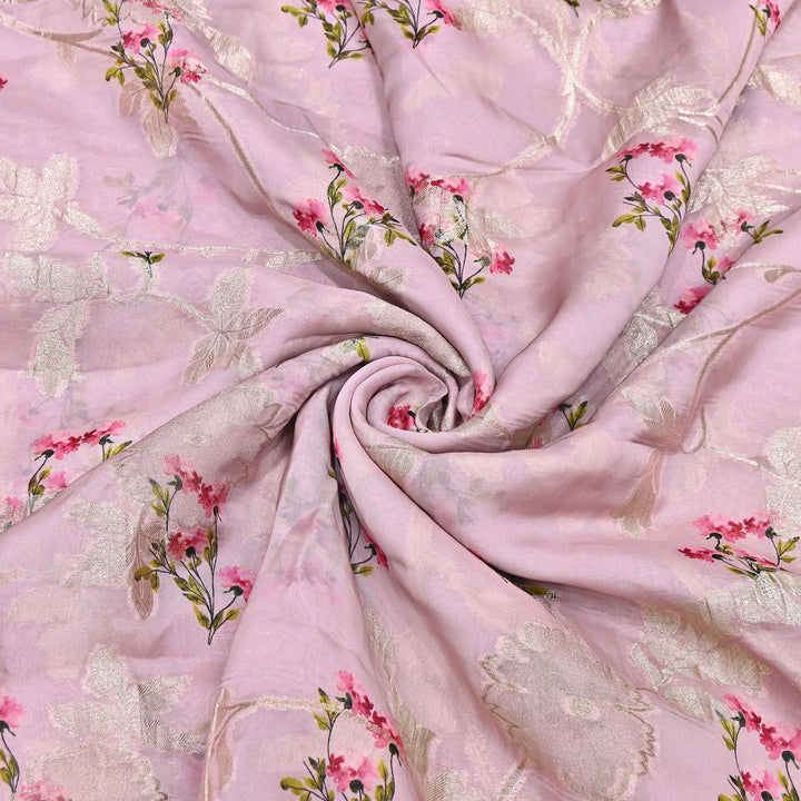 Viscose Organza Digital Print & Zari Jacquard Design Fabric – Designer Fusion Fabric- MTF385-3