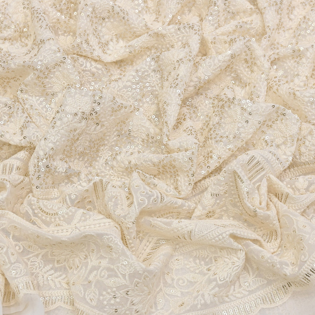 Dyable Georgette Sequins Embroidery Fabric 54" | SC0R309