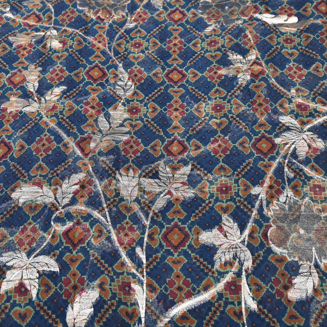 Viscose Organza Digital Print & Zari Jacquard Design Fabric – Designer Fusion Fabric- MTF385-2
