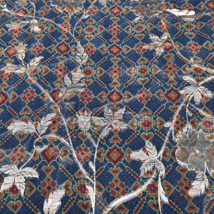 Viscose Organza Digital Print & Zari Jacquard Design Fabric – Designer Fusion Fabric- MTF385-2